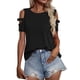 thumbnail image 1 of Gibobby Casual Playera de Manga Corta para Mujer Camiseta manga corta con cuello redondo y hombros descubiertos para mujer para uso informal(Negro,XL), 1 of 5