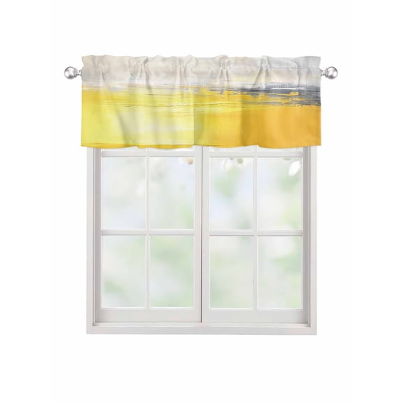 Valances for Windows Retro Yellow Rod Pocket Cafe Window Treatments Valance Curtains for Kitchen Bathroom Laundry Basement Windows 60"x18"