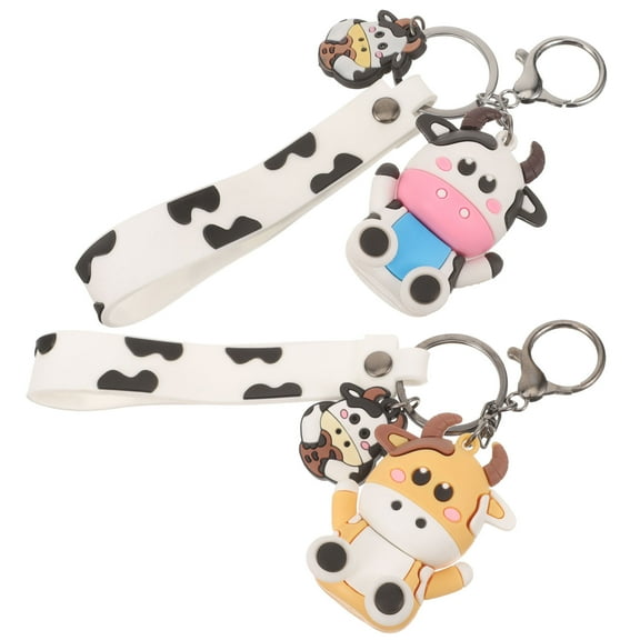 WHAMVOX Cartoon Cow Keychain PVC for Graduation 2Pcs 4.52X1.77X0.79in