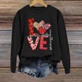 thumbnail image 2 of Sweatshirt for Women Love Heart Graphic Print Long Sleeve Pullover Tops Casual Crewneck Valentine's Day Sweatshirts Black M, 2 of 5