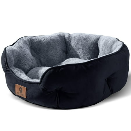 Asvin Medium Dog Bed for Medium Dogs, Large Cat Beds for Indoor Cats, Pet Bed for Puppy and Kitty, Extra Soft & Machine Washable with Anti-Slip & Water-Resistant Oxford Bottom, Black, 25 inches S301