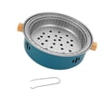 thumbnail image 3 of Barbq Grill Barbacoa Firatura Redonda Firepit Fire Campocing Utensilios Té Fire Fire Fire Firing Firing para picnic al aire libre tetera azul, 3 of 8