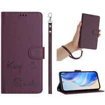ELEHOLD Case for iPhone 16, RFID Blocking Wallet Case with Crossbody Strap & Wristlet, PU Leather Flip Cover with Kickstand & Card Slots,Darkpurple