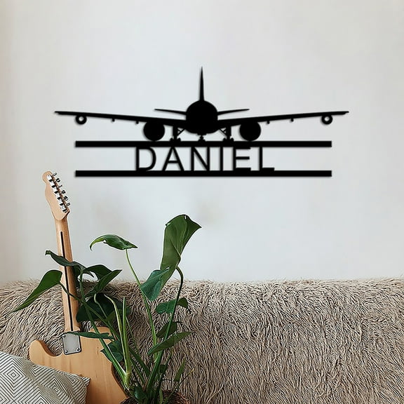 Custom Personalized Airplane Metal Wall Art Dad Gifts, Pilot Name Sign, Father's Day Gift, Hangar Sign, Aviation Gifts