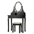 thumbnail image 2 of Patiojoy Lighted Vanity Mirror Set Makeup Dressing Table w/ 3 Drawers Mirror & 10 LED Bulbs Black, 2 of 6