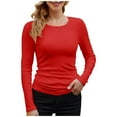 thumbnail image 1 of TINZ Mode Décontractée pour Femmes T-Shirt à Manches Longues Col Rond Couleur Unie Hauts à Manches Longues en Polyester Manches Courtes Haut Ample pour le Travail, 1 of 3