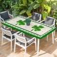 thumbnail image 2 of St. Patrick's Day Table Cloths for 4 Foot Rectangle Tables, Spring Green Shamrock Leaves Beige Patio Waterproof Elastic Fitted Tablecloths, Washable Rectangular Table Cover for Camping, 2 of 8