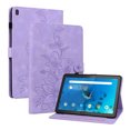 thumbnail image 2 of FJLBDE Case for Lenovo Tab M10 HD 10.1 inch TB-X505L/X505F, Embossed Flower PU Leather Flip Wallet Folio Stand Cover, Purple, 2 of 7