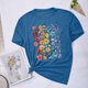 thumbnail image 5 of Camisetas de Verano de Mujer Pequeña Flor Impresa Cuello Redondo Manga Corta Superior, Verano Superior de las Mujeres, 5 of 8
