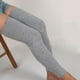 thumbnail image 5 of 1 par de calcetines suaves de invierno de forro polar hasta la rodilla para mujer y niña, calentadores de piernas. gris, 5 of 8
