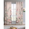 thumbnail image 2 of Easter Bunny Sheer Curtains 63 Inch Length 2 Panels Set for Living Room/Bedroom, Cute Pink Rabbit Rose Flowers Pastoral Botanical Kitchen Curtains Grommet Curtains Window Treatments 42"x63"x2, 2 of 7
