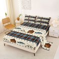 thumbnail image 2 of Manfei Rustic Cabin Queen Sheets, Fishing Plaid Queen Sheet Sets, Blue Cream, 4 Pieces, 1 Flat Sheet, 1 Fitted Sheet and 2 Pillowcases, 2 of 6