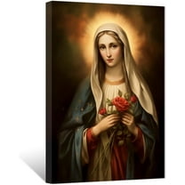 ZHONGYUTONG Virgin Mary Wall Decor Catholic Canvas Wall Art Spiritual Pictures Painting Prints for Office Church Prayer Room Framed (12.00" x 18.00")