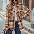 thumbnail image 4 of Fall Cardigans for Women 2022 Plaid Shacket Jacket Fall Flannel Shirt Jacket Casual Button Down Wool Blend Jacket Coat, 4 of 6