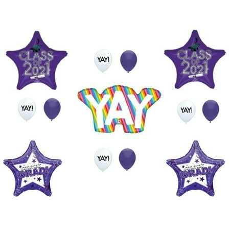 Yay!! Class of 2021 Purple Graduation Party Balloons Decoration Supplies Graduate