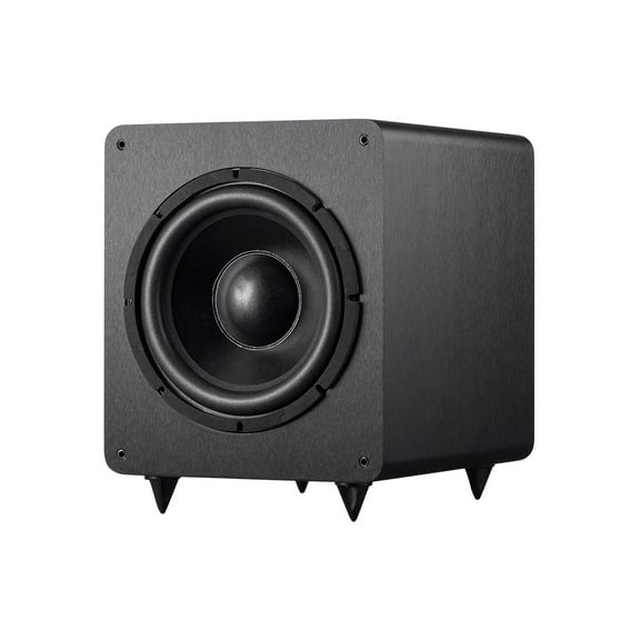 Monoprice SW-12 400 Watt RMS 600 Watt Peak Powered Subwoofer - 12in, Ported Design, Variable Phase Control, Variable Low Pass Filter, For Home Theater