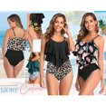 thumbnail image 7 of Zando Womens Tankini Swimsuit Double Ruffle Bathing Suits for Women Tummy Control High Waisted Swimsuits Black Sunflower S, 7 of 7