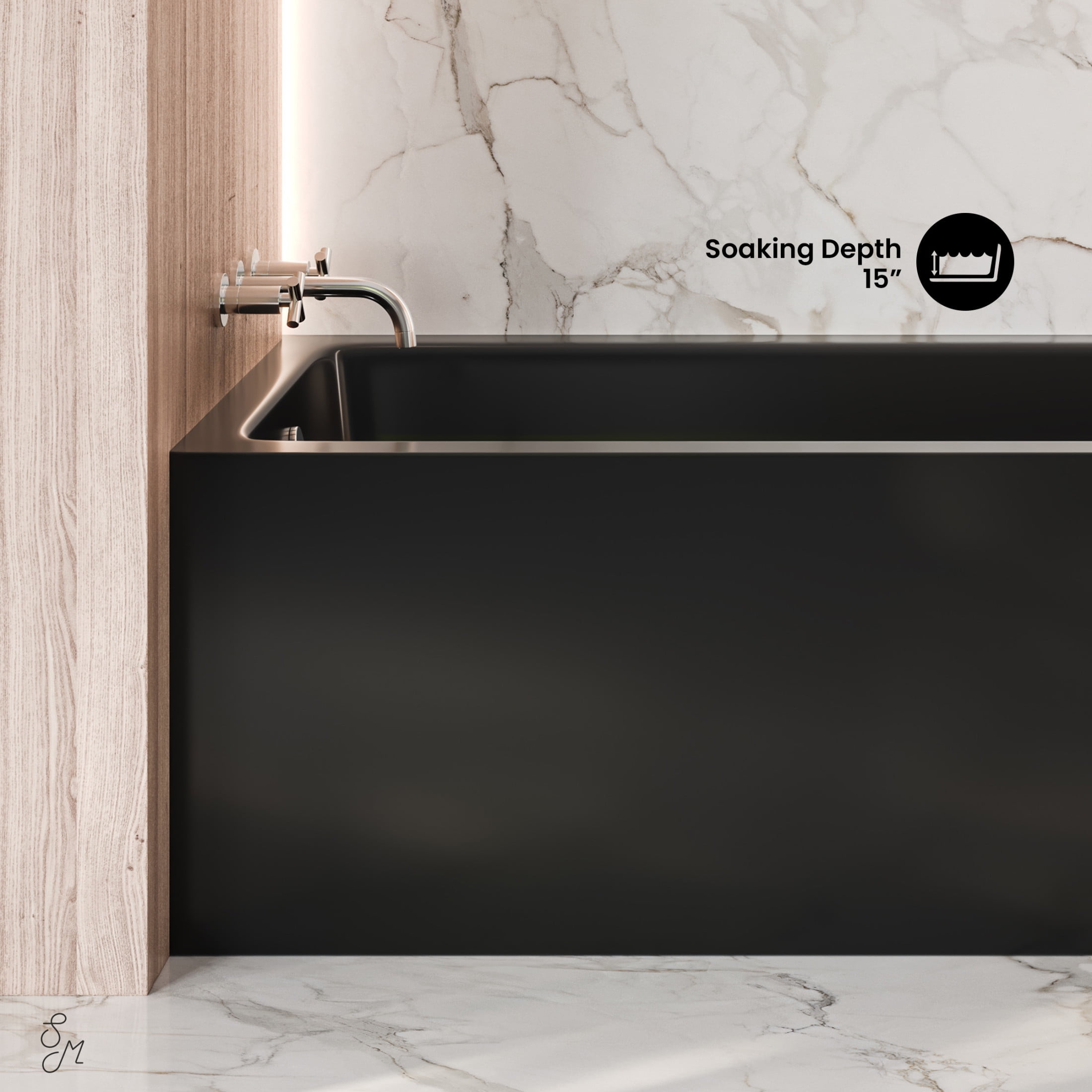Voltaire 54 x 30 Skirted Left Drain Soaking Apron Bathtub in Glossy Black