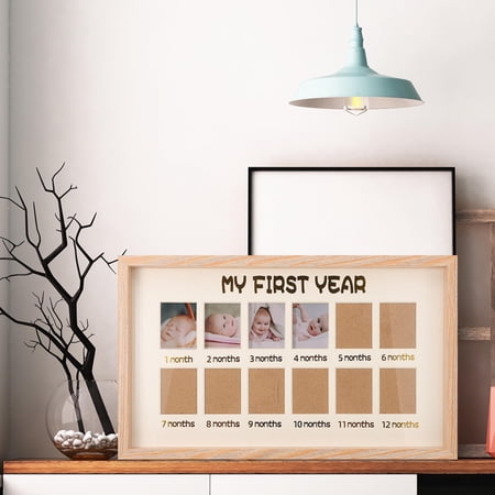 TABLZONE Yearly Baby Photo Frame Baby Keepsake Frames Natural Wood Color for Living Room Decor 1Pack