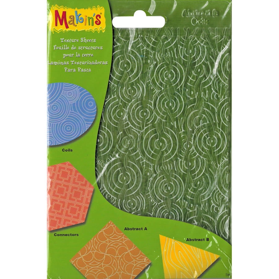 Makin's Clay Texture Sheets, 7" x 5.5", 4pk, Set H (Coils, Connectors