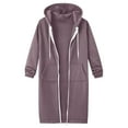 thumbnail image 4 of BOBOGOJP Long Hoodies for Women Zip Up Double Zipper Fleece Jacket Tunic Sweatshirts Fall Winter Fashion Clothes Light Purple for Size L, 4 of 8
