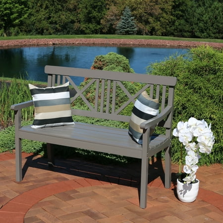 Sunnydaze 2 Person Outdoor Wooden Garden Bench With X Back Design 47 Inch Gray Sunnydaze 2 Person Outdoor Wooden Garden Bench With X Back Design 47 Inch Gray