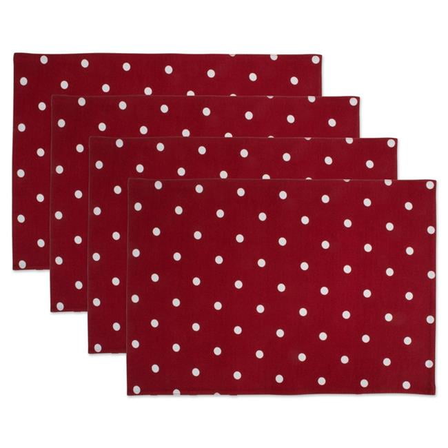 Design Imports Z02028 Reversible Polka Dot Placemat Red & White Set
