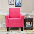 thumbnail image 2 of Linen Fabric Accent Sofa Chair with Soft Seat Cushion, Comfy Sofa Chair with High Backrest and Black Wood Legs, Upholstered Armchair Couch for Reading, Living Room, Easy to Maintain, Pink, 2 of 9
