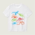 thumbnail image 5 of HAOTAGS Boys Glow-in-the-Dark T-shirts Round-Neck Short-Sleeve Graphic Tee Fun Soft & Breathable Summer Casual Cotton Top White Size 3-4 Years, 5 of 8