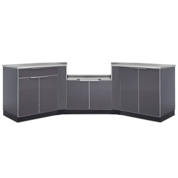NewAge Products Outdoor Kitchen 6 Piece Cabinet Set in Slate Gray with Countertops
