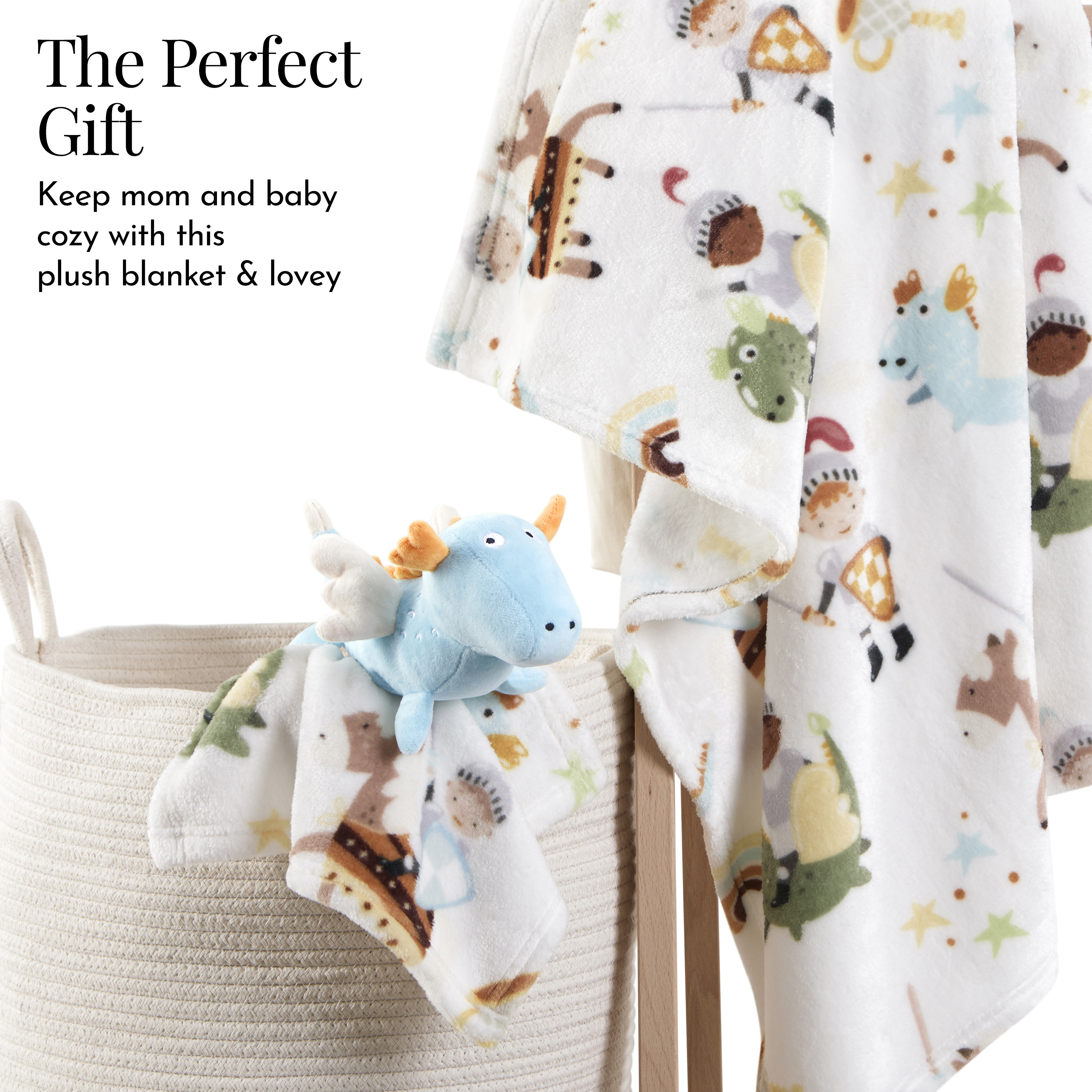 Evolur Good Knight 2 pc Gift Set - Blanket with Lovey Knight Print