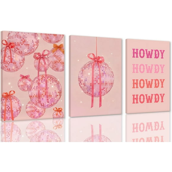 Strawberry Print Canvas Wall Art 3 PiecesPink White Checkered Wall DecorCartoon Fruit Painting Poster Pictures Sweet Kawaii Kids Teens Adult Living Room/Bedroom/Office Decor