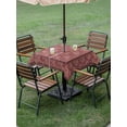 thumbnail image 3 of Outdoor Tablecloth with Umbrella Hole and Zipper, Red Boho Square Table Cloth 60x60 Inch Waterproof Tablecloth, Vintage Ethnic Tribe Abstract Art Floral Picnic Table Cover for Patio Camping, 3 of 7
