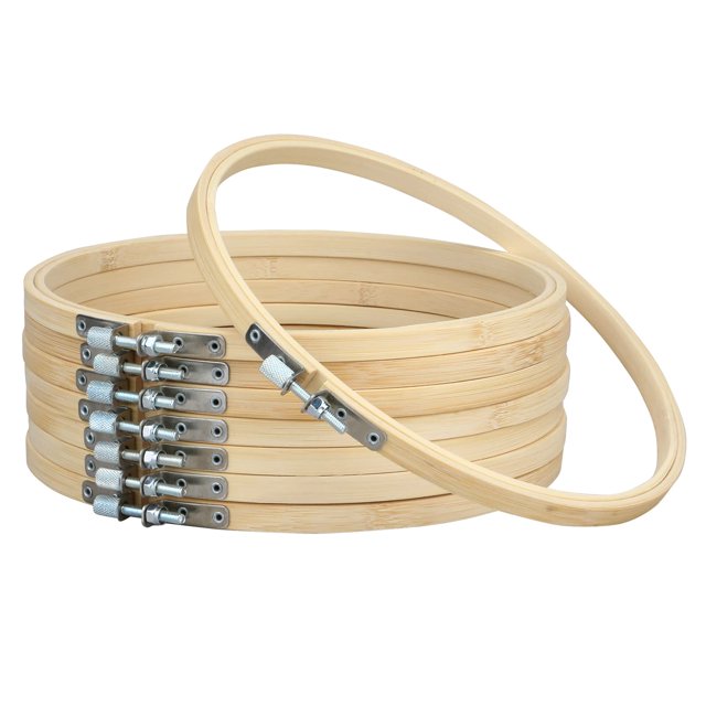 Aros para bordar Umoonfine de bambú, 26 cm, redondos, 8 unidades