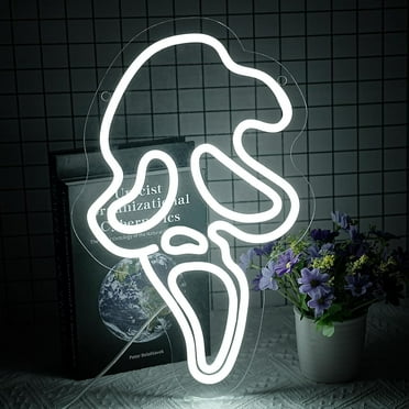 Ghost Face Neon Sign,Halloween Skull Neon Light for Bedroom,Game Room, Mancave, Bar Halloween Party Gifts