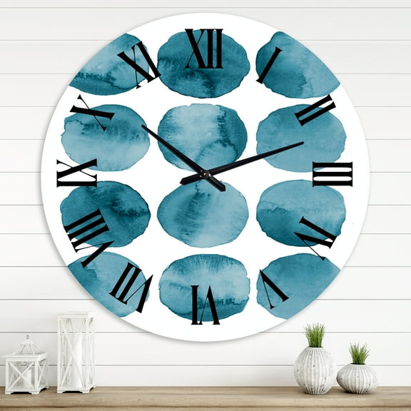 Designart 'Aquamarine Circles Blue Geometric Elements' Modern Wall Clock