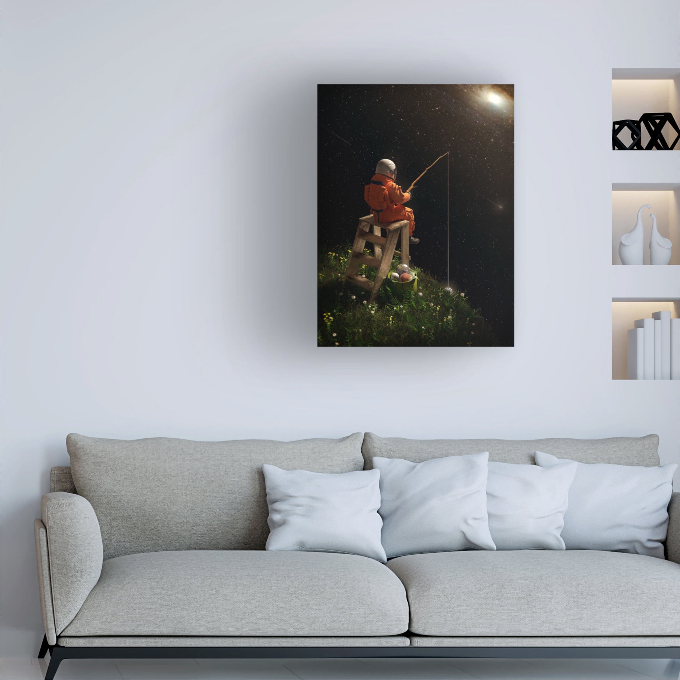 Canvas Wall Art - Francis Minoza 'Star Fishing' Wall Art for Living Room, Bedroom, or Office Décor by Trademark Fine Art - 14 x 19 Inches