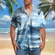 thumbnail image 1 of Blusa y camisa de manga corta con cuello vuelto para hombre, blusa informal de moda con botones y manga corta para hombre, 1 of 5