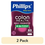 (2 pack) Phillips' Colon Health Digestive Daily Probiotic Supplement Capsules, Help Replenish the Balance of Good Bacteria in The Colon, 60 Count