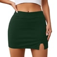 thumbnail image 2 of Rove Studio Women's High Waist Side Slit Mini Skirt, Stretchy Bodycon Skirt with Built-in Shorts, Solid Color Skirts for Women Dark Green XL, 2 of 3