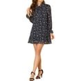 thumbnail image 3 of Allegra K Women's Ruffle Tie Neck Casual Loose Shift Floral Dress, 3 of 7