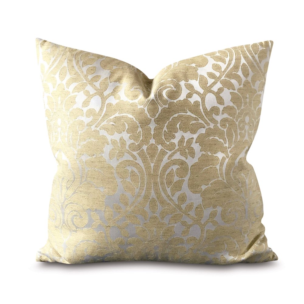 Golden Yellow Damask Woven Decorative Pillow Cover 20" x 20" Walmart