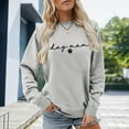 thumbnail image 2 of Arlun Dog Mom Sweatshirts Cute Paw Graphic and Letter Printed Pullovers Funny Mama Life Long Sleeve Sweatshirts Womens Crewneck Dog Lover Pullover Tops Light Gray M, 2 of 4