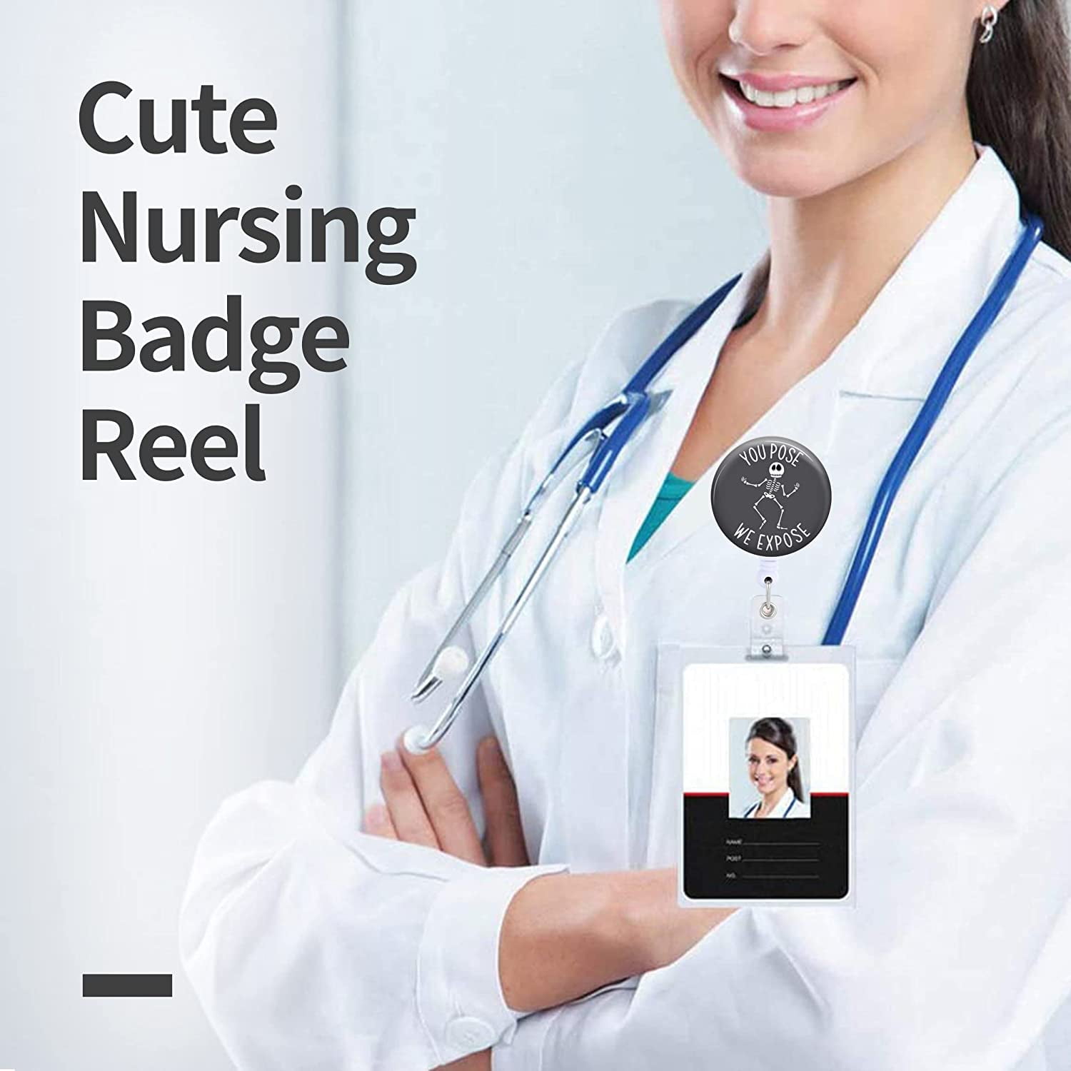 X-Ray Badge Reel, Retractable, Belt Clip, Anatomy, Radiology