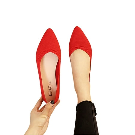 

Zodanni Women s Ballet Flat Solid Color Casual Shoes Pointed Toe Flats Women Dress Shoe Party Anti-Slip Slip On Red 5