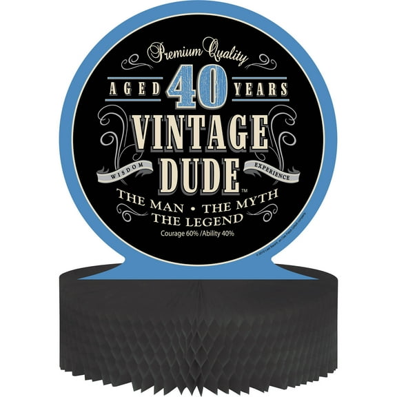 Creative Converting Vintage Dude 40th Birthday Centerpiece with Honeycomb Base