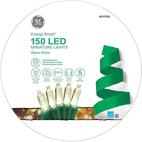 GE Energy Smart 150 Count 49.6 ft Warm White LED ConstantON 5.5 MM