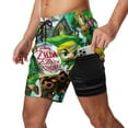 thumbnail image 2 of The Legend of Zelda Tri Force Heroes Mens Board Shorts Summer Swim Trunks Quick Dry Beach Swimwear Bathing Suit Swim Shorts with Compression Liner And Pockets, 2 of 7