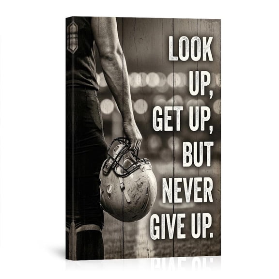 Look Up Get Up Never Give Up Football Vintage Sports Motivational For Boys Bedroom Office Gym Canvas