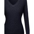 thumbnail image 3 of FashionOutfit Women's Mermaid Texture Patterned V-Neck Cotton Based Knit Sweater, 3 of 4